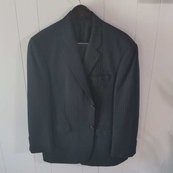 Veste Costume Homme Chaps En Laine Pure - 3 Boutons, Rayée Bleu Marine - Taille 46R